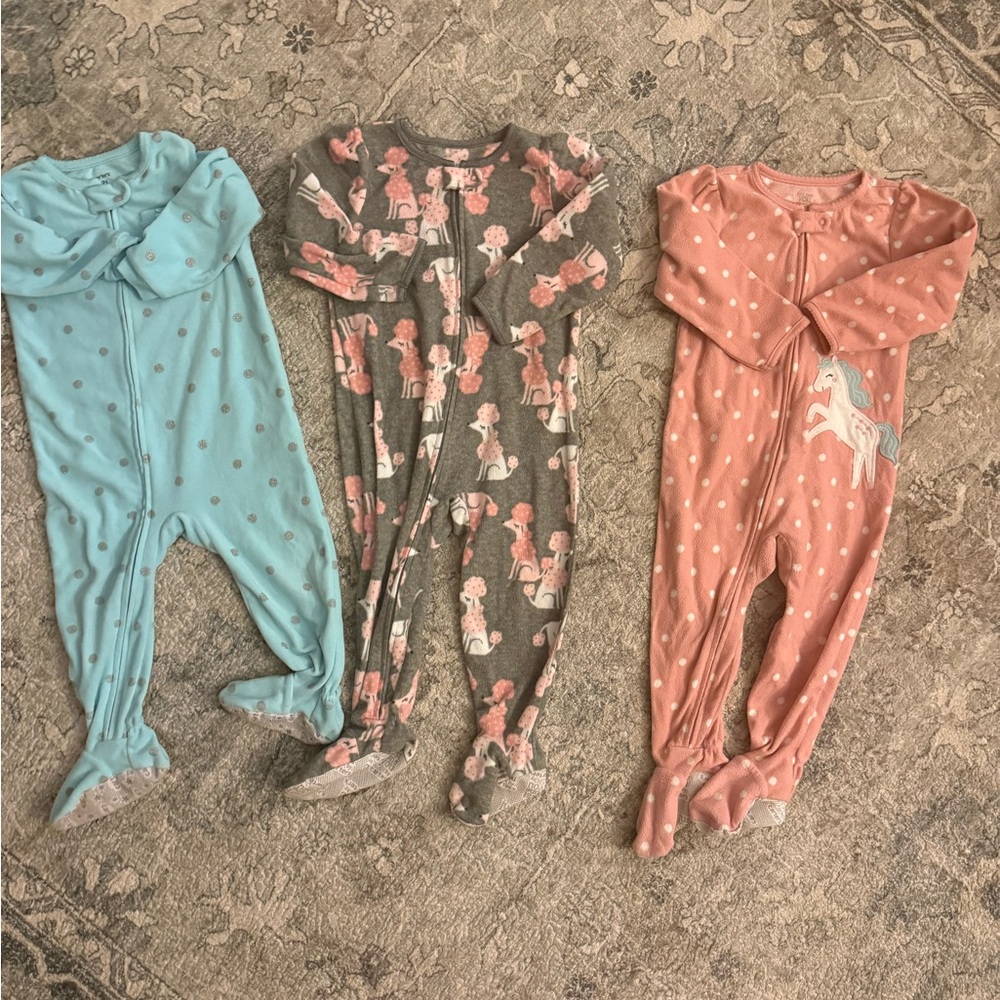 Carter's Kids Pajama Footies - Blue, Gray, and Pink